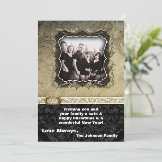 5x7 Kerstmis XMAS Happy Holiday PHOTO Card Feestdagenkaart (Staand voorkant)