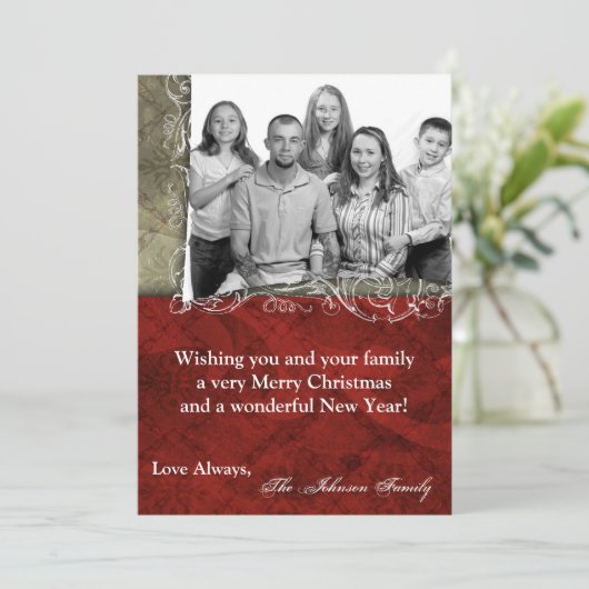 5x7 Kerstmis XMAS Happy Holiday PHOTO Card Feestdagenkaart (Staand voorkant)