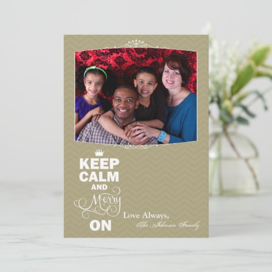5x7 Kerstmis XMAS Houd Kalm Vrolijk Op Fotokaart Feestdagenkaart (Staand voorkant)