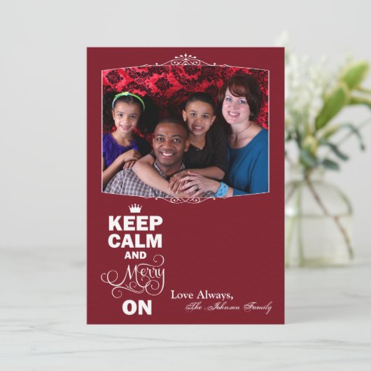 5x7 Kerstmis XMAS Houd Kalm Vrolijk Op Fotokaart Feestdagenkaart (Staand voorkant)