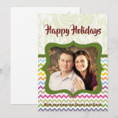 5x7 Kerstmis XMAS Kleurrijke Chevron-FOTOkaart Feestdagenkaart (Voorkant / Achterkant)