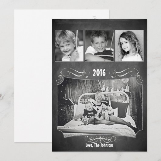 5x7 Kerstmis XMAS Krijtbord Leraar FOTOKAART Feestdagenkaart (Voorkant / Achterkant)