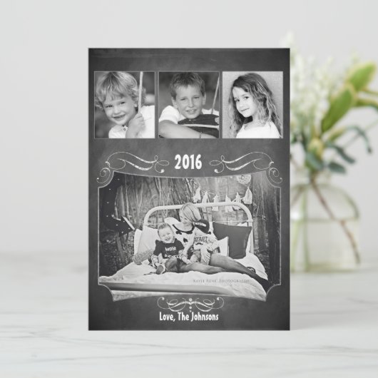 5x7 Kerstmis XMAS Krijtbord Leraar FOTOKAART Feestdagenkaart (Staand voorkant)