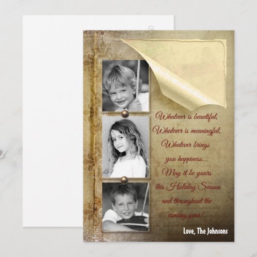 5x7 Kerstmis XMAS Oude gescheurde Document FOTOKAA Feestdagenkaart (Voorkant / Achterkant)