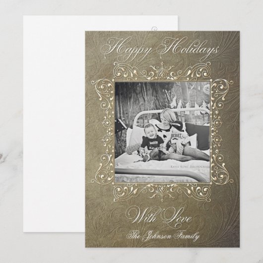 5x7 Kerstmis XMAS Oude Papier FOTOkaart Feestdagenkaart (Voorkant / Achterkant)