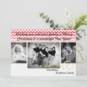 5x7 Kerstmis XMAS Rode Chevron Ombre FOTOKAART Feestdagenkaart (Staand voorkant)