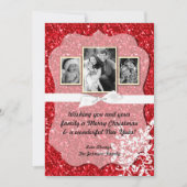 5x7 Kerstmis XMAS Rode Glitter Sneeuwbal FOTO-kaar Feestdagenkaart (Voorkant)