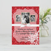 5x7 Kerstmis XMAS Rode Glitter Sneeuwbal FOTO-kaar Feestdagenkaart (Staand voorkant)