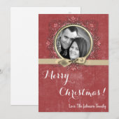 5x7 Kerstmis XMAS Rode Grunge Disstress PHOTO Card Feestdagenkaart (Voorkant / Achterkant)