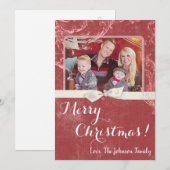 5x7 Kerstmis XMAS Rode Grunge Disstress PHOTO Card Feestdagenkaart (Voorkant / Achterkant)