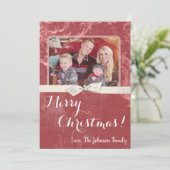 5x7 Kerstmis XMAS Rode Grunge Disstress PHOTO Card Feestdagenkaart (Staand voorkant)