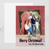 5x7 Kerstmis XMAS Rode Grunge Disstress PHOTO Card Feestdagenkaart (Voorkant / Achterkant)