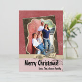 5x7 Kerstmis XMAS Rode Grunge Disstress PHOTO Card Feestdagenkaart (Staand voorkant)