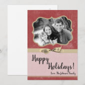5x7 Kerstmis XMAS Rode Grunge Disstress PHOTO Card Feestdagenkaart (Voorkant / Achterkant)