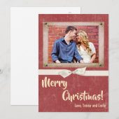 5x7 Kerstmis XMAS Rode Grunge Disstress PHOTO Card Feestdagenkaart (Voorkant / Achterkant)