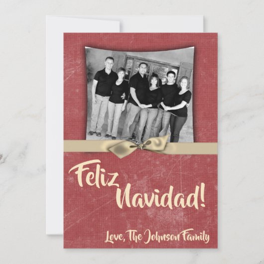 5x7 Kerstmis XMAS Rode Grunge Disstress PHOTO Card Feestdagenkaart (Voorkant)