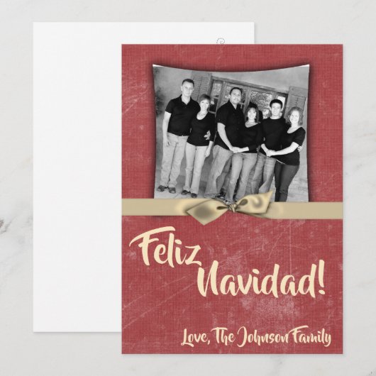 5x7 Kerstmis XMAS Rode Grunge Disstress PHOTO Card Feestdagenkaart (Voorkant / Achterkant)