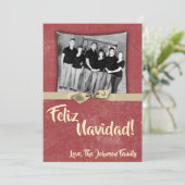 5x7 Kerstmis XMAS Rode Grunge Disstress PHOTO Card Feestdagenkaart (Staand voorkant)