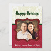 5x7 Kerstmis XMAS Rode Polka Dot FOTOKAART Feestdagenkaart (Voorkant)