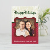 5x7 Kerstmis XMAS Rode Polka Dot FOTOKAART Feestdagenkaart (Staand voorkant)