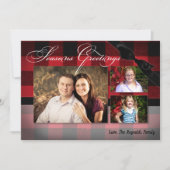 5x7 Kerstmis XMAS Rood Zwart Plaid FOTOkaart Feestdagenkaart (Voorkant)