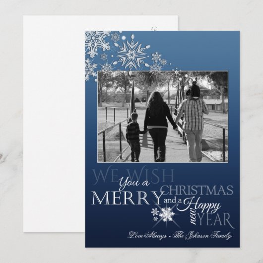 5x7 Kerstmis XMAS Sneeuwvlokken Sneeuwfotokaart Feestdagenkaart (Voorkant / Achterkant)