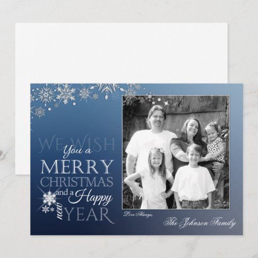 5x7 Kerstmis XMAS Sneeuwvlokken Sneeuwfotokaart Feestdagenkaart (Voorkant / Achterkant)