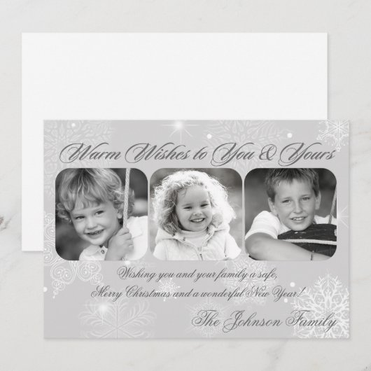 5x7 Kerstmis XMAS Sneeuwvlokken Winter FOTO-kaart Feestdagenkaart (Voorkant / Achterkant)