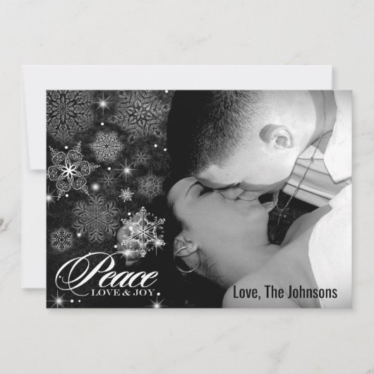 5x7 Kerstmis XMAS Sneeuwvlokken Winter FOTO-kaart Feestdagenkaart (Voorkant)