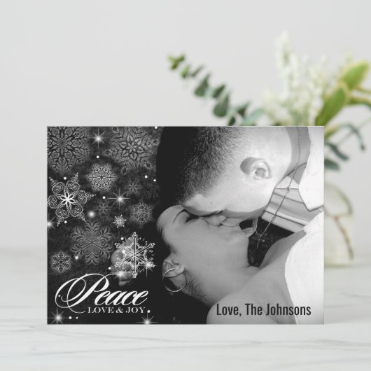 5x7 Kerstmis XMAS Sneeuwvlokken Winter FOTO-kaart Feestdagenkaart (Staand voorkant)
