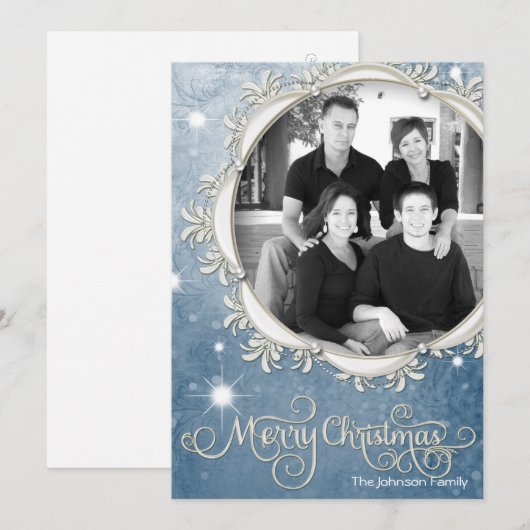 5x7 Kerstmis XMAS Sneeuwvlokken Winter FOTO-kaart Feestdagenkaart (Voorkant / Achterkant)