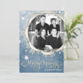 5x7 Kerstmis XMAS Sneeuwvlokken Winter FOTO-kaart Feestdagenkaart (Staand voorkant)