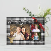 5x7 Kerstmis XMAS Zwart Plaid FOTOkaart Feestdagenkaart (Staand voorkant)