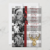 5x7 Kerstmis XMAS Zwart Plaid Herten FOTOkaart Feestdagenkaart (Voorkant)