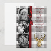 5x7 Kerstmis XMAS Zwart Plaid Herten FOTOkaart Feestdagenkaart (Voorkant / Achterkant)
