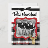 5x7 Kerstmis XMAS Zwart Plaid Herten FOTOkaart Feestdagenkaart (Voorkant)