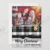 5x7 Kerstmis XMAS Zwart Plaid Herten FOTOkaart Feestdagenkaart (Voorkant)