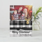 5x7 Kerstmis XMAS Zwart Plaid Herten FOTOkaart Feestdagenkaart (Staand voorkant)