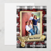 5x7 Kerstmis XMAS Zwart Plaid Herten FOTOkaart Feestdagenkaart (Voorkant / Achterkant)