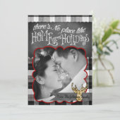 5x7 Kerstmis XMAS Zwart Plaid Herten FOTOkaart Feestdagenkaart (Staand voorkant)