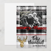 5x7 Kerstmis XMAS Zwart Plaid Herten FOTOkaart Feestdagenkaart (Voorkant / Achterkant)