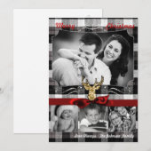 5x7 Kerstmis XMAS Zwart Plaid Herten FOTOkaart Feestdagenkaart (Voorkant / Achterkant)