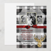 5x7 Kerstmis XMAS Zwart Plaid Herten FOTOkaart Feestdagenkaart (Voorkant / Achterkant)