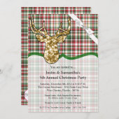 5x7 Kerstuitnodiging Gouden Glitter Rendier Pla Kaart (Voorkant / Achterkant)