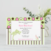 5x7 Kikker met mod Kikker Roze Trendy Dot Baby sho Kaart (Staand voorkant)