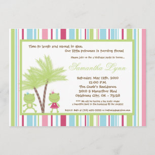 5x7 Kikkerprins prinses Birthday Party Invitation Kaart