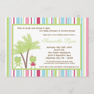 5x7 Kikkerprins prinses Birthday Party Invitation Kaart