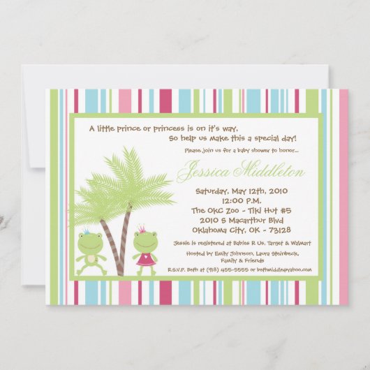 5x7 Kikkerprinsen Princess Baby shower Kaart (Voorkant)