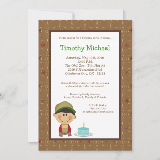 5x7 Kind Boy Birthday Party Invitation Kaart (Voorkant)