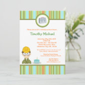 5x7 Kind Boy Construction Birthday Party Invitatio Kaart (Staand voorkant)